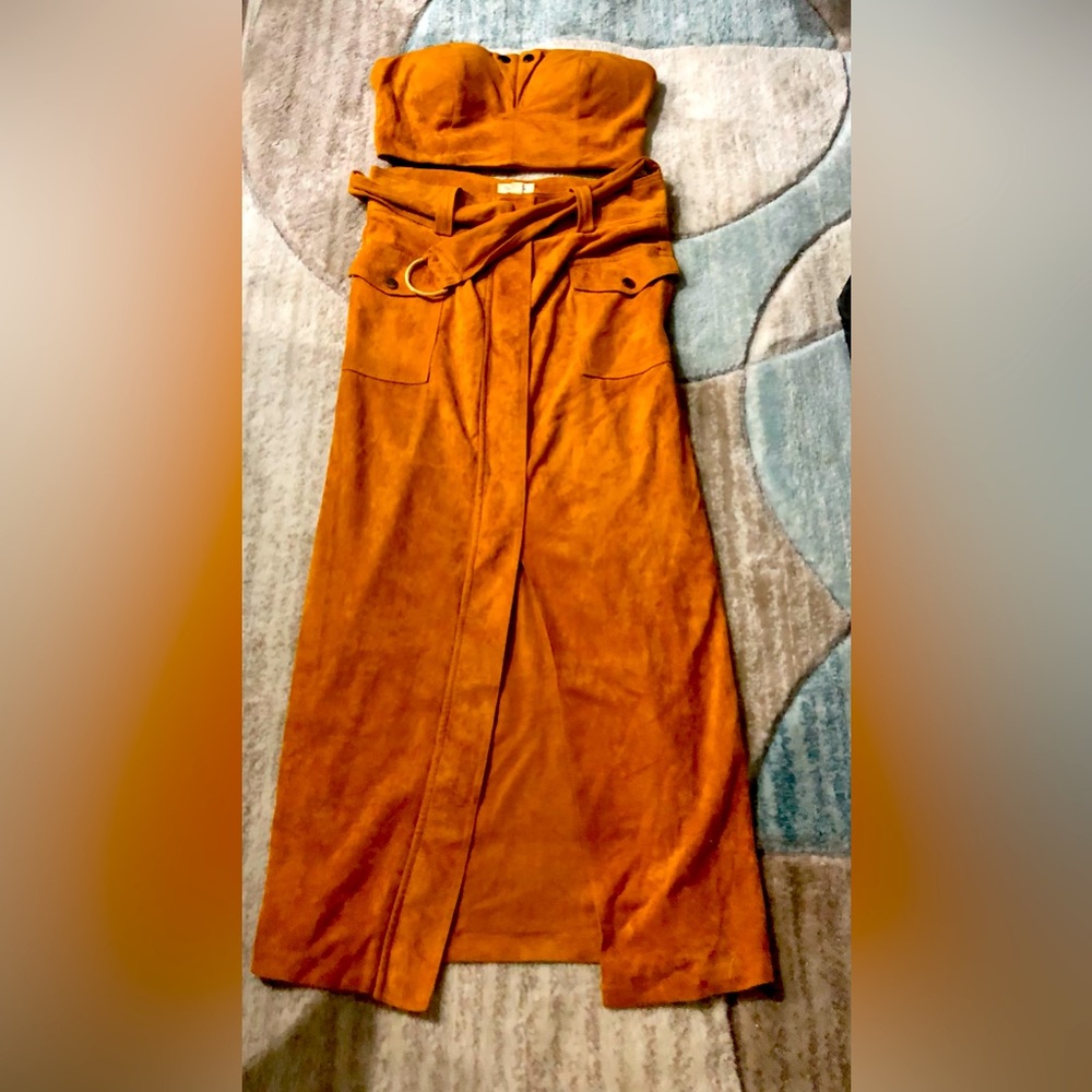 Tan Gold Skirt Set